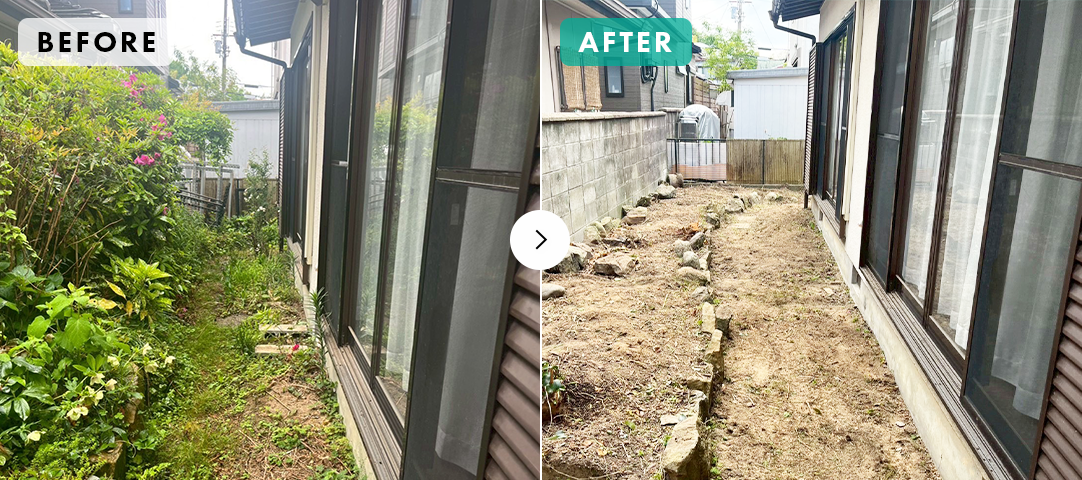 高石市｜戸建ての遺品整理後の草木剪定対応